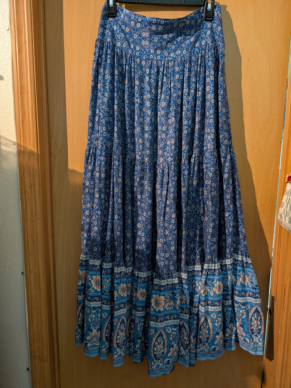 NATURAL LIFE Blue Floral Tiered Maxi Skirt